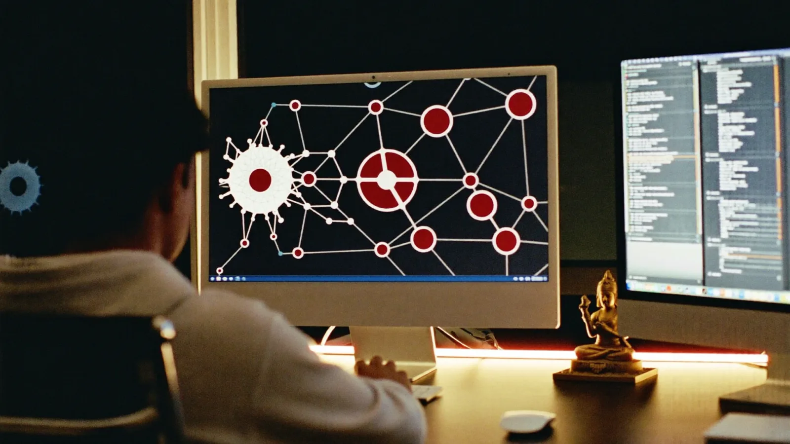 Engineer reviewing an AI system graph
