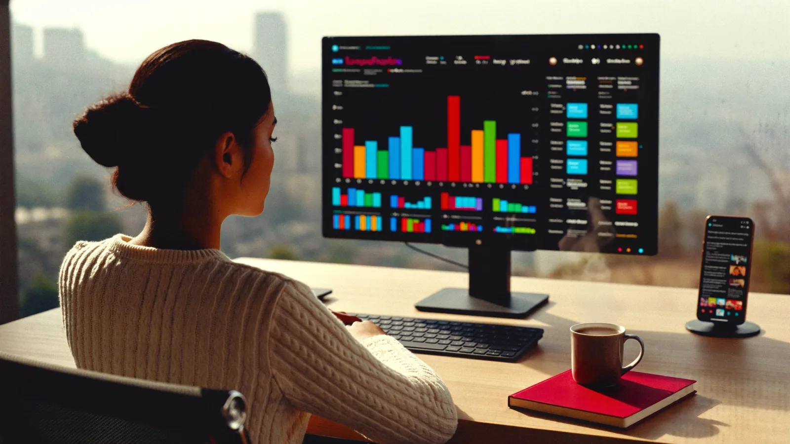 Analyst reviewing a marketing performance dashboard